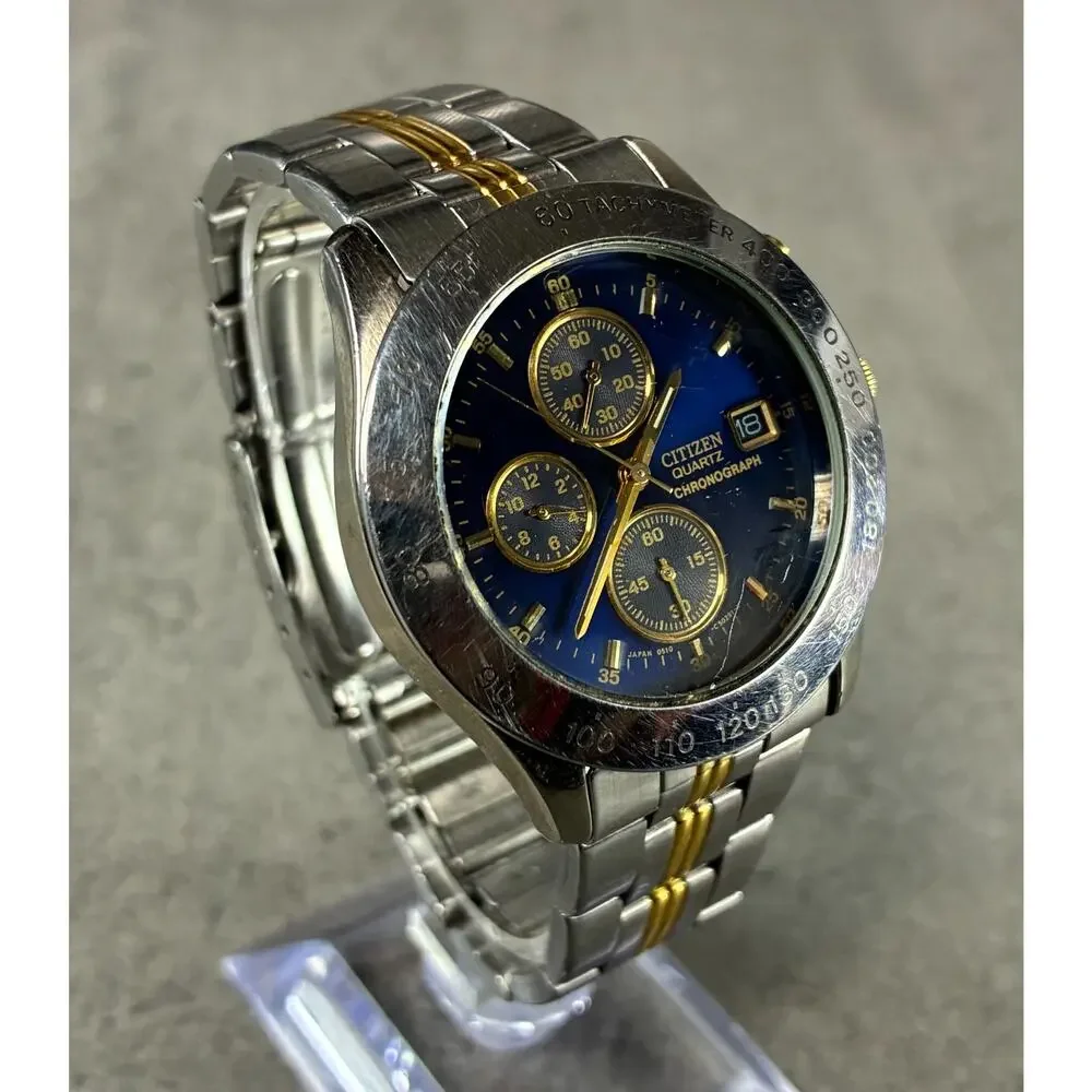 Rare Citizen 1993 Chronograph Works 0510‑C50065 KA Blue Men's Watch Parts Repair